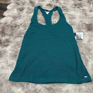 Volcom Teal and Black Striped Tank Top Sz XL NWT